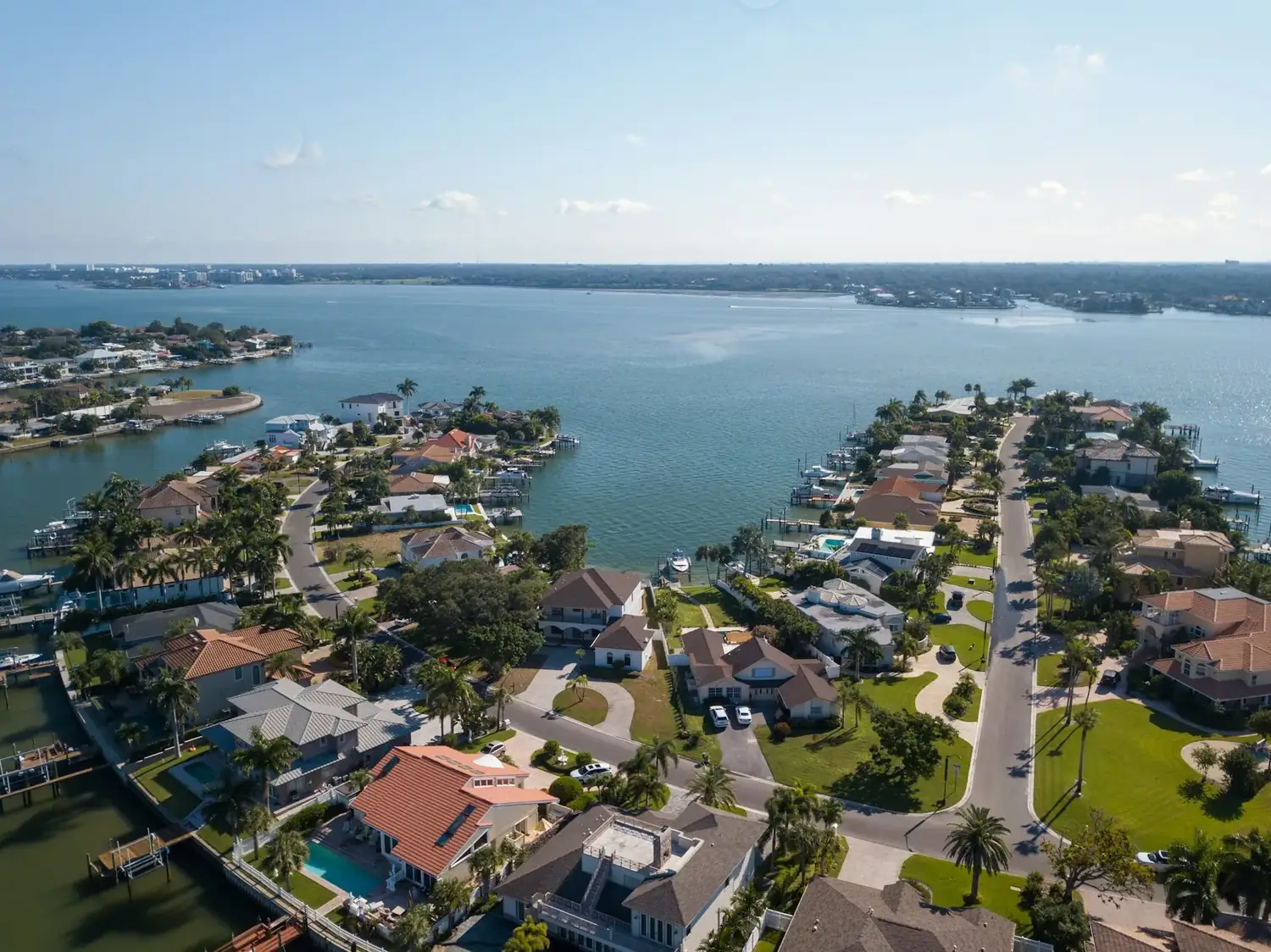 The Winter Haven chain of lakes seen from the air, with waterfront neighbourhoods along the shoreline